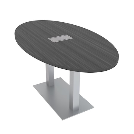 Skutchi Designs 33.5 in W, 59.5 in L, 29 in H, Engineered Wood Top, Grey HAR-OVL-34x60-DOU-ELEC-ASIANNIGHT
